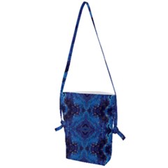 Blue Golden Marble Print Folding Shoulder Bag by designsbymallika