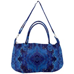 Blue Golden Marble Print Removal Strap Handbag by designsbymallika