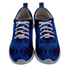 Blue Golden Marble Print Athletic Shoes by designsbymallika