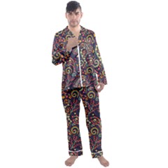 Pretty Baatik Print Men s Long Sleeve Satin Pajamas Set by designsbymallika