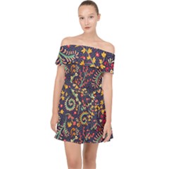 Pretty Baatik Print Off Shoulder Chiffon Dress by designsbymallika