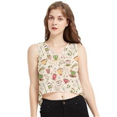 Green Tea Love V-Neck Cropped Tank Top