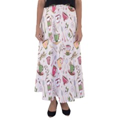 Green Tea Love Flared Maxi Skirt by designsbymallika