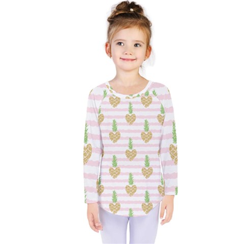 Heart Pineapple Kids  Long Sleeve Tee by designsbymallika