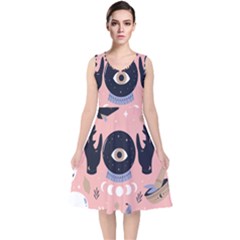 Astrology V-Neck Midi Sleeveless Dress 