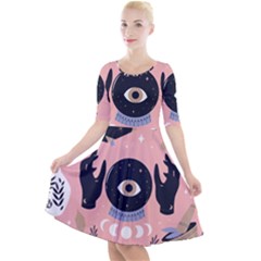 Astrology Quarter Sleeve A-Line Dress