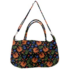 Orange Flowers Pattern Removal Strap Handbag by designsbymallika