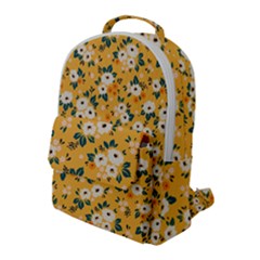 White Flowers Flap Pocket Backpack (large) by designsbymallika