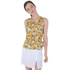 White Flowers Women s Sleeveless Sports Top by designsbymallika