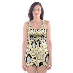 Cute Penguin Love Skater Dress Swimsuit by designsbymallika