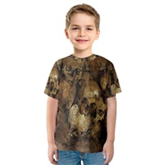 Skull Texture Vintage Kids  Sport Mesh Tee