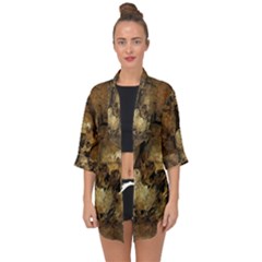 Skull Texture Vintage Open Front Chiffon Kimono by Alisyart