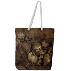 Skull Texture Vintage Full Print Rope Handle Tote (large)