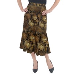 Skull Texture Vintage Midi Mermaid Skirt by Alisyart