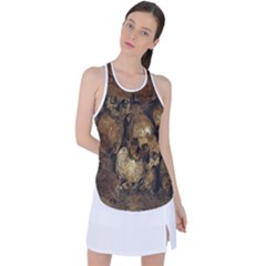 Skull Texture Vintage Racer Back Mesh Tank Top