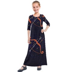 Zodiak Sagittarius Horoscope Sign Star Kids  Quarter Sleeve Maxi Dress by Alisyart