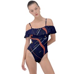 Zodiak Sagittarius Horoscope Sign Star Frill Detail One Piece Swimsuit by Alisyart