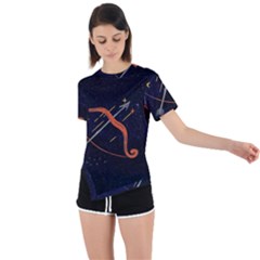 Zodiak Sagittarius Horoscope Sign Star Asymmetrical Short Sleeve Sports Tee by Alisyart