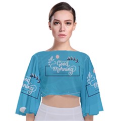 Background Good Morning Tie Back Butterfly Sleeve Chiffon Top