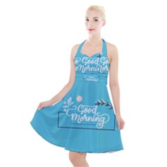 Background Good Morning Halter Party Swing Dress 