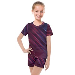 Illustrations Space Purple Kids  Mesh Tee And Shorts Set