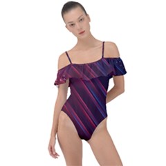 Illustrations Space Purple Frill Detail One Piece Swimsuit by Alisyart