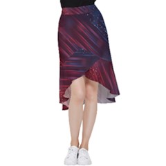 Illustrations Space Purple Frill Hi Low Chiffon Skirt