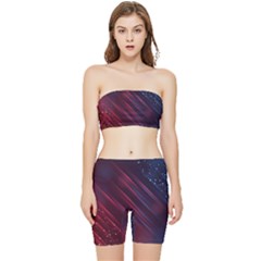 Illustrations Space Purple Stretch Shorts And Tube Top Set