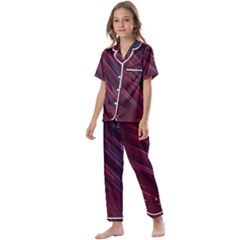 Illustrations Space Purple Kids  Satin Short Sleeve Pajamas Set