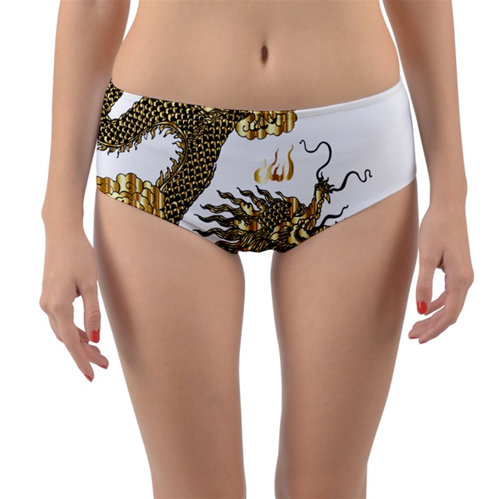 Dragon Animals Monster Reversible Mid-Waist Bikini Bottoms