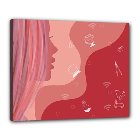 Online Woman Beauty Pink Canvas 20  x 16  (Stretched)