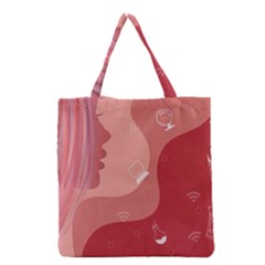 Online Woman Beauty Pink Grocery Tote Bag