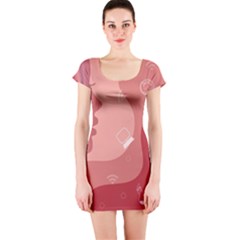 Online Woman Beauty Pink Short Sleeve Bodycon Dress