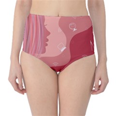 Online Woman Beauty Pink Classic High-Waist Bikini Bottoms