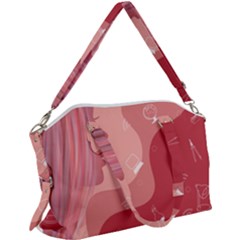 Online Woman Beauty Pink Canvas Crossbody Bag