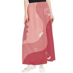 Online Woman Beauty Pink Maxi Chiffon Skirt