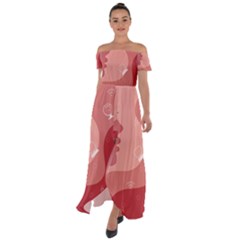 Online Woman Beauty Pink Off Shoulder Open Front Chiffon Dress