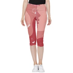 Online Woman Beauty Pink Inside Out Lightweight Velour Capri Leggings  by Mariart