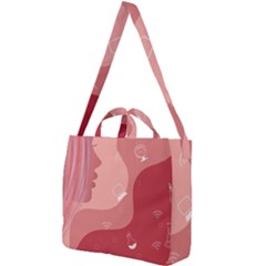 Online Woman Beauty Pink Square Shoulder Tote Bag