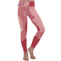 Online Woman Beauty Pink Kids  Lightweight Velour Classic Yoga Leggings by Mariart