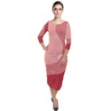 Online Woman Beauty Pink Quarter Sleeve Midi Velour Bodycon Dress View1