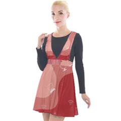 Online Woman Beauty Pink Plunge Pinafore Velour Dress by Mariart