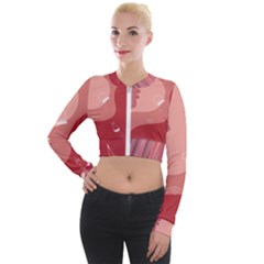 Online Woman Beauty Pink Long Sleeve Cropped Velvet Jacket
