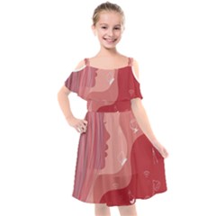 Online Woman Beauty Pink Kids  Cut Out Shoulders Chiffon Dress