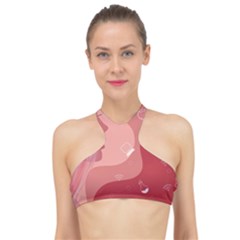 Online Woman Beauty Pink High Neck Bikini Top