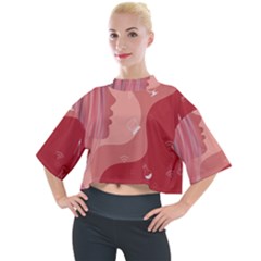 Online Woman Beauty Pink Mock Neck Tee by Mariart