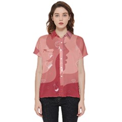 Online Woman Beauty Pink Short Sleeve Pocket Shirt