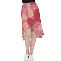 Online Woman Beauty Pink Frill Hi Low Chiffon Skirt