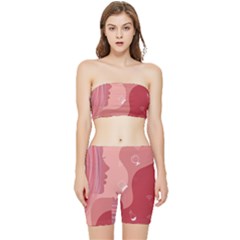 Online Woman Beauty Pink Stretch Shorts And Tube Top Set