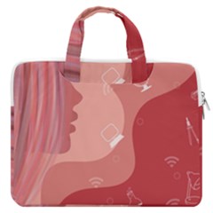 Online Woman Beauty Pink Double Pocket Laptop Bag